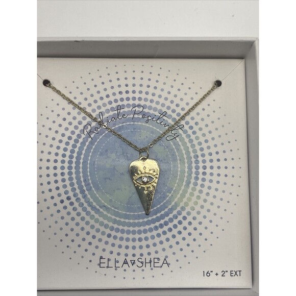 Ella Shea “Radiate Positivity” Gold Tone Eye Necklace New - Picture 2 of 4